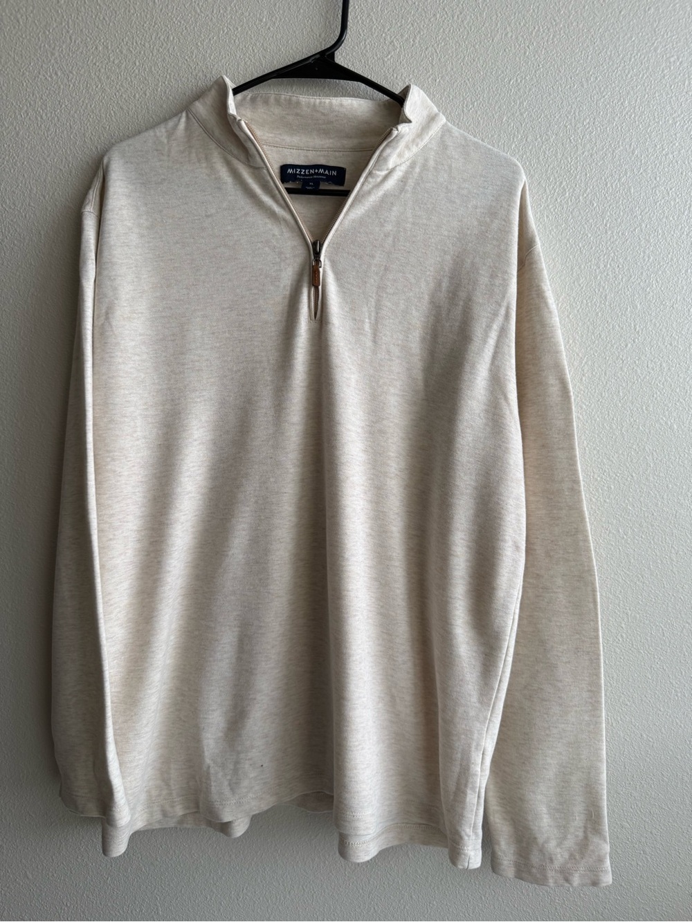 Mizzen+Main Men’s Cream Quarter-Zip Sweater (XL)